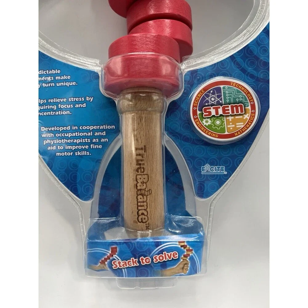 TrueBalance Coordination Game STEM Magnetic Wooden Toy Red Natural Wood Magnets